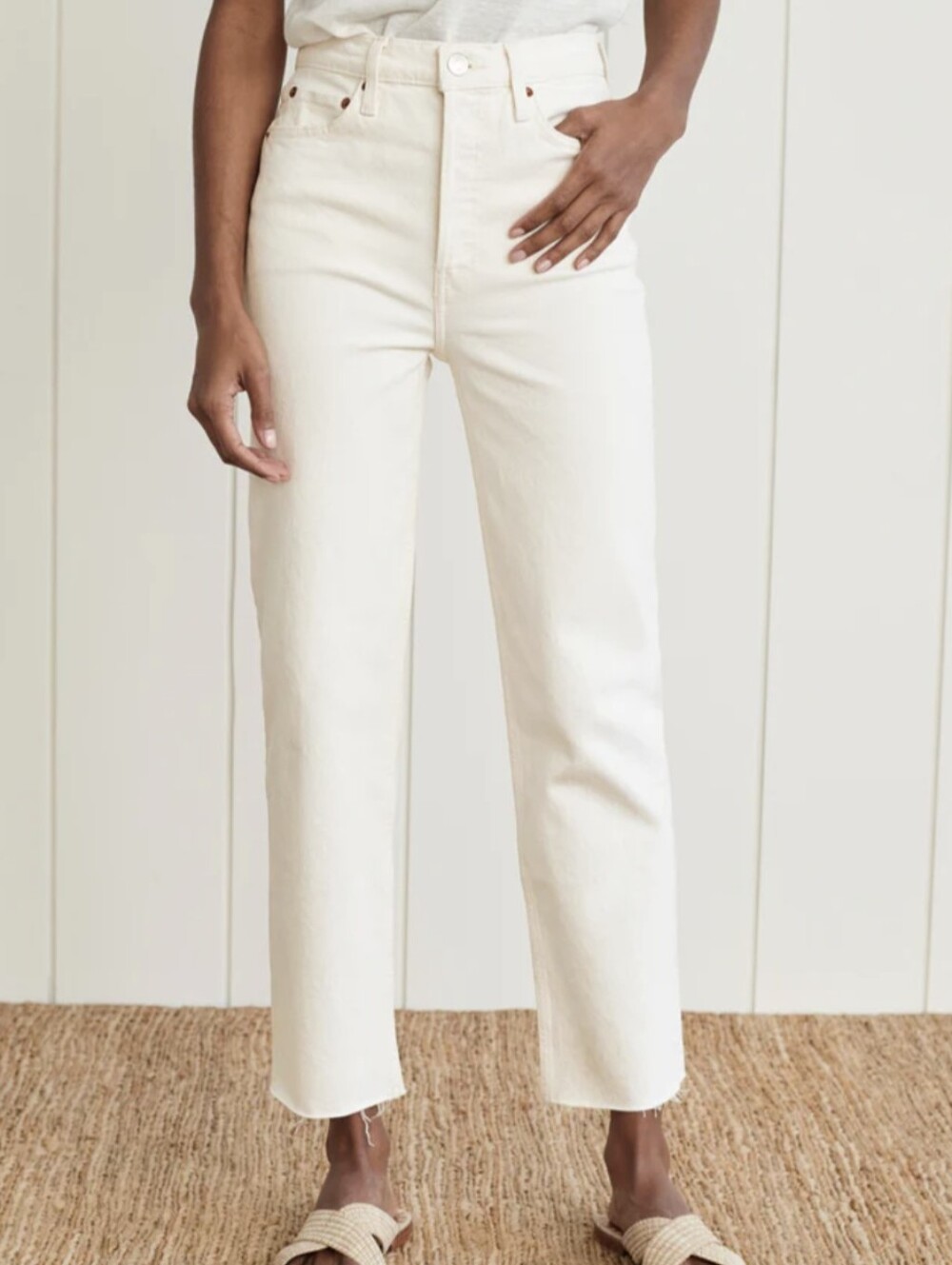 Jenni Kayne x Redone High Rise Stove Pipe Jeans Vintage White Size 30 NWT